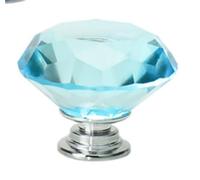 Hzomif 6pcs Diamond Shape Furniture Handles Design Crystal Glass Knobs Cupboard Pulls(Blue)