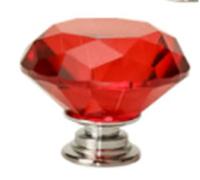 Hzomif 6pcs Diamond Shape Furniture Handles Design Crystal Glass Knobs Cupboard Pulls(Red)