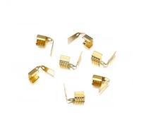 Hzomif Gold Fold Over Cord Ends 1000pcs 4/5/6mm Metal Rope Fastener Crimp Fold Over Cord End Cap Leather Clip Connector For DIY Jewelry Making Findings(Gold,6mm)