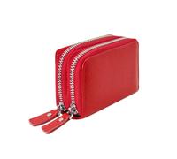 Hzomif Women RFID Blocking Leather Zip Credit Card Holder Small Multi-Card Wallet Orange