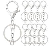 Hzopcw 10pcs Lobster Claw Clasps, Zinc Alloy Swivel Snap Hooks with Key Rings, Lobster Keychain Clasp for Lanyard Handbags Wallets DIY Craft Jewelry Making- Silver