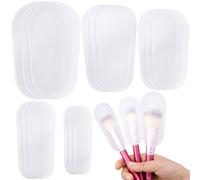 Hzopcw 15pcs Makeup Brush Covers, Plastic Dustproof Makeup Brush Protectors, 5 Sizes Clear Waterproof Cosmetic Tools Guard Head Sleeve for Travel Storage Organize