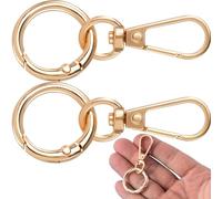 Hzopcw 2 Sets Swivel Clasp Clips, Metal Keychain Clip, Double Opening Lobster Claw Clasps for Lanyards DIY Crafts Making Luggage Purse Bags Accessories- Gold