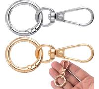 Hzopcw 2 Sets Swivel Clasp Clips, Metal Keychain Clip, Double Opening Lobster Claw Clasps for Lanyards DIY Crafts Making Luggage Purse Bags Accessories- Gold & Silver