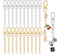 Hzopcw 20pcs Keychain Making Kit, Gold & Silver Key Ring Swivel Snap Hook Chains, Alloy Extender Keychain Bag Charm Kits for DIY Crafts Jewelry Making Handbag Purses- A Style