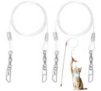 Hzopcw 2pcs Cat Teaser Wand Refill String, 25.59 Inch Tough Replacement Strings Rod for Cat Wand, Clear Fishing Line Clasps Cat Dance Wires for Kitten Luring Pouncing Biting