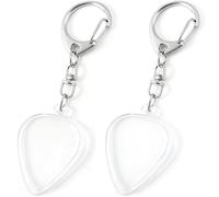 Hzopcw 2pcs Clear Guitar Pick Holder Keychain, Heart Shape Guitar Pick Case for Music Lover, Portable Case Box Bass Accessories for Easy Storage and Identification