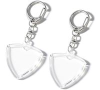 Hzopcw 2pcs Clear Guitar Pick Holder Keychain, Triangle Guitar Pick Case for Music Lover, Portable Case Box Bass Accessories for Easy Storage and Identification