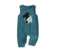 HZPHQY Baby Boy First 1st Birthday Outfit Sleeveless Cake Smash Romper Onesie Jumpsuit (B Blue Rocket, 12-18 Months)