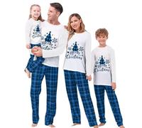 HZPHQY Family Matching Christmas Pyjamas Sets Women Men Kids Baby Xmas Pajamas Merry Tree Pjs Pajama Pj Nightwear Loungewear Sleepwear Pyjama (Men, M, G Blue Christmas Tree)