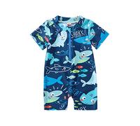 HZPHQY Infant 2T Baby Boys Swimming Costume One Piece Short Sleeve Swimwear Toddler Boy Wetsuit Shark Print Rash Guard Zip Up Swimsuit 1-2 Years