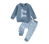 HZPHQY Kids Toddler Baby Boy Little Big Brother Matching Outfits Long Sleeve Sweatshirt Pants Infant Autumn Winter Clothes (A Blue Big Bro, 4-5 Years)