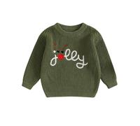 HZPHQY Newborn Baby Boy Girl Christmas Jumper Long Sleeve Knit Sweater Outfit Kids Toddler Infant Autumn Winter Xmas Clothes (B Green Jolly, 12-18 Months)