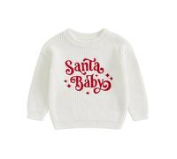 HZPHQY Newborn Baby Boy Girl Christmas Jumper Long Sleeve Knit Sweater Outfit Kids Toddler Infant Autumn Winter Xmas Clothes (E White Santa Baby, 6-12 Months)