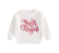 HZPHQY Newborn Baby Boy Girl Christmas Jumper Long Sleeve Knit Sweater Outfit Kids Toddler Infant Autumn Winter Xmas Clothes (D White Merry Christmas, 2-3 Years)