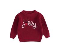 HZPHQY Newborn Baby Boy Girl Christmas Jumper Long Sleeve Knit Sweater Outfit Kids Toddler Infant Autumn Winter Xmas Clothes (B Red Jolly, 3-6 Months)
