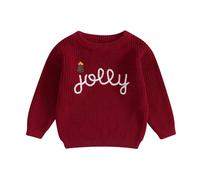 HZPHQY Newborn Baby Boy Girl Christmas Jumper Long Sleeve Knit Sweater Outfit Kids Toddler Infant Autumn Winter Xmas Clothes (A Red Jolly, 9-12 Months)