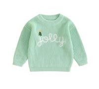 HZPHQY Newborn Baby Boy Girl Christmas Jumper Long Sleeve Knit Sweater Outfit Kids Toddler Infant Autumn Winter Xmas Clothes (A Green Jolly, 0-3 Months)