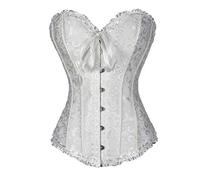 HZPHQY Women Sexy Santa Corset Top Feathers Splicing Front Buckle Back Tie Up Slim Shapewear Christmas Cosplay Costume (E White, M)