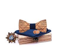 HZQIFEI Men's Adjustable Wooden Bow Tie, Classic Fashion Adjustable Wedding Tuxedo, C6, One size