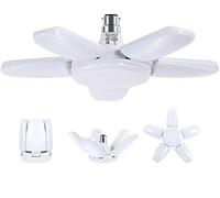 HZSANUE B22 Bayonet LED Garage Light 80W, 6500K Daylight White 9000Lm Deformable Workshop Lamp with 5 Adjustable Panels, LED Ceiling Lighting, for Garages, Basement, Warehouse, Attic, Gym(Pack of 1)