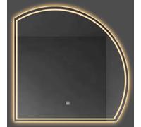 HZSCL 50/60/70/80/90cm, Irregular Semicircle LED Mirror, Asymmetrical Frameless Decorative Mirror, Wall Mirror LED 3 Colors Dimmable, Anti-fog Bathroom Mirror(Left undercut-3 colors-B,90cm)
