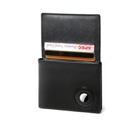 HZSMART Genuine Leather Wallet for Men, RFID Wallet with Airtag Slot,Leather Card Holder Wallets with gift box Air tag Tracker NOT INCLUDED, Black, Minimalist Leather Card Holder Wallets