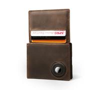 HZSMART Genuine Leather Wallet for Men, RFID Wallet with Airtag Slot,Leather Card Holder Wallets with gift box Air tag Tracker NOT INCLUDED, brown, Minimalist Leather Card Holder Wallets