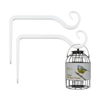 HZSOOCH 2 Pack Hanging Basket Bracket, 6 Inch Wall Hanging Hooks Hanger, Heavy Duty Hanging Brackets with Screws for Flower Basket Plants Bird Feeder Wind Chimes (White)