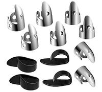 Hztuang 12 Pieces Steel Finger Picks Set, Metal Finger Picks Adjustable Bass Picks for Guitar, Banjos Instruments