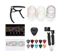 Hztuang 18pcs Guitar Strings Kit, Acoustic Guitar Change Tool, Acoustic Strings, Guitar Picks, Capo, Scale Stickers, Pick Holder