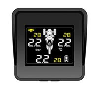 Hztuang Solar Wireless Tire Pressure Monitoring System Motorcycle TPMS Tire Pressure Monitor LCD Display 3 External Sensors