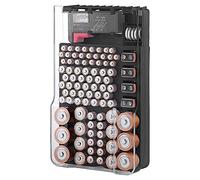 Hztuang the Battery Storage Case,Organizer with Hinged Clear Cover, with Battery Tester, Holds 93 Batteries Various Sizes, Black