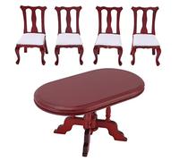 Hztyyier 1:12 Dollhouse Dining Table Chair Cute Miniature Furniture Made of Birch, 5 Pieces for Training Skills