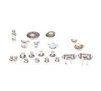 Hztyyier 1:12 Dollhouse Teacup Set, Traditional Miniature Ceramic Teacup Set for DIY Dollhouse, Safe and Durable [Porcelain Tea Party], for Christmas (40 Type2)