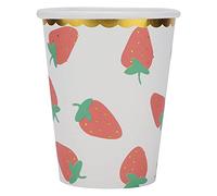 Hztyyier 10Pcs Paper Cups with Plates Party Tableware Strawberry Pattern Tableware Set for Birthday Parties Seaside Parties(Cup)