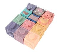 Hztyyier 12PCs Soft Building Blocks Educational Animals Shape Dice Toys for Baby, Silicone Baby Bath Time Blocks