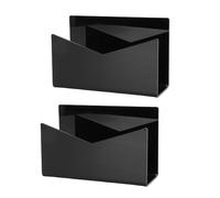 Hztyyier 2 Pack Acrylic Mail Organizer, Vertical Letter Holder Stand with Transparent Design for Home Office School, Desk Envelope Rack File Folder (Black)