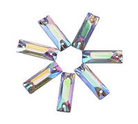 Hztyyier 200Pcs Flatback Rhinestones, Acrylic Crystals with Hole Drip Sewing Sparkle for Craft Projects (Rectangle-Colorful)