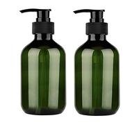Hztyyier 2PCS Plastic Bottles with Pump 500ml PET Refillable for Bathroom or Kitchen Handwash, Lotions, Shampoo, Conditioner (Green #12)