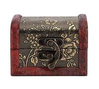 Hztyyier 3.1x2.6x2.4in Decorative Jewelry Keepsake Boxes Trinket Gifts BoxVintage Wood Treasure Chest for Girls Ladies Women Home Decorations Other Collectibles