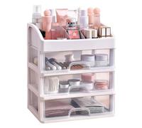 Hztyyier 3 Tiered Drawer Cosmetic Storage Box Transparent Plastic Makeup Organizer with Drawers Spacious Storage Multifunctional Cosmetic Cases for Stationery Jewelry