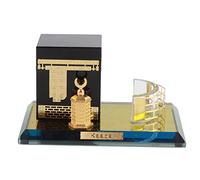 Hztyyier 3D Mosque Architecture Model Kits Muslim Crystal Gilded Kaaba Three-piece Model for Home Desktop Decoration Gifts Muslim Religious Supplies