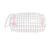 Hztyyier Beautiful Canvas with Large Capacity Canvas Pale Paping Bag Grid Pattern Wide Opening Portable Pencil Case for Girls School Office, Multi -Purpose Pencil Bag