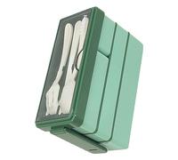 Hztyyier Box, Stackable Lunch Container with 4 Compartments, 3 Layers Adult Lunch Box for Work and School (Green)