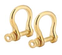 Hztyyier Brass Horseshoe Buckle, 2Pcs 10mm D-Ring Shackle Pure Brass Screw Pin Anchor Shackle Bow Shackle U Type Fob Key Ring Hook
