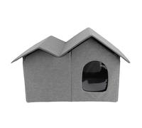 Hztyyier Cat Cube Condo Foldable Cat House Rain Resistant Enclosed Design Outdoor Ready Portable for Adult Cats (Dark Grey)