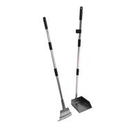 Hztyyier Chicken Poop Rake Scooper Kit, 2 in 1 Ergonomic Design Adjustable Handle Multifunctional Litter Sifting Shovel Rake, with S Shaped for Chicken Coop and Yard Maintenance