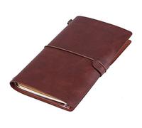 Hztyyier Classic PU Leather Travel Notebook, Refillable Journal with Buckle Strap, Dark Brown, Personalized Diary Notepad for Men and Women