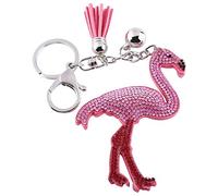 Hztyyier Crystals Keychain, 3.74 x3.15 inch Crystal Flamingo Key Chain with Tassel Elegant Keyring Bag Decoration Pendant Lady Gift